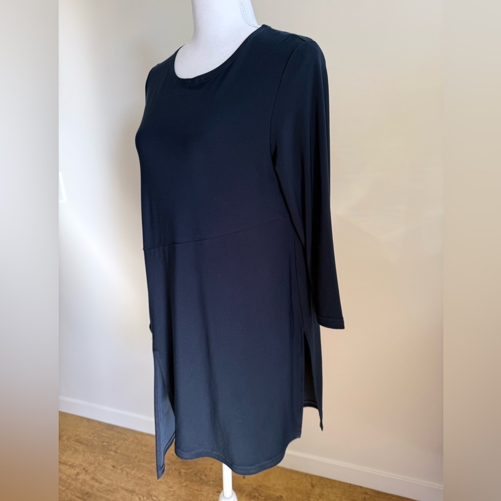 Sympli Tunic Navy size 10 Asymetrical Lagenlook Handkerchief Hem Bohemian Lagom - Picture 5 of 7